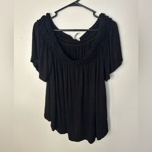 Elle Black Swoop Neck Blouse